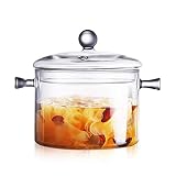 Glass Saucepan with Cover, 1.5L/50 FL OZ Heat-resistant Glass Stovetop Pot and Pan with Lid, The Best Handmade Cookware Set Cooktop Safe for Pasta Noodle, Soup, Milk, Baby Food