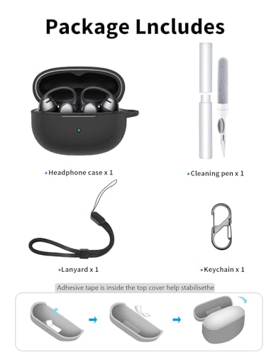 Siliconen beschermhoes voor SHOKZ Open Dots ONE oordopjes, milieuvriendelijke Bluetooth-oortelefoonhoes met nauwkeurige gat-positionering - stoot- en krasbestendig, aangename touch, zwart - Afbeelding 5