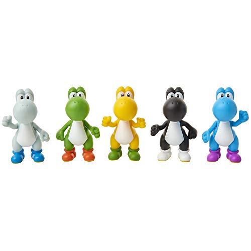 Super Mario Yoshi Action Figures Green, Blue, White, Yellow & Black 2.5-Inch Mini Figure 5-Pack #TOP2