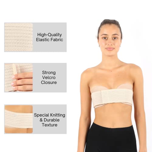 Breast Implant Stabilizer Band, Post Surgery Compression Support Strap For Breast Augmentation, Reduction, Lift, Chest Belt, One Size Fits All (Beige) #TOP3