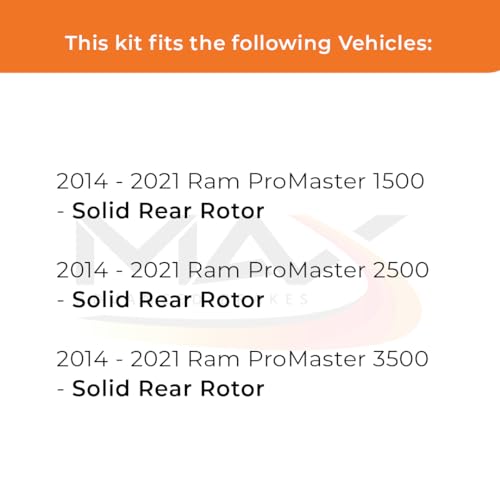 Image of Max Advanced Brakes Front & Rear Brake Kit Compatible With 2014-2021 Ram ProMaster 1500 2500 3500 w /Solid Rear Rotor Replacement Premium OE Disc Brake Rotors and Ceramic Brake Pads