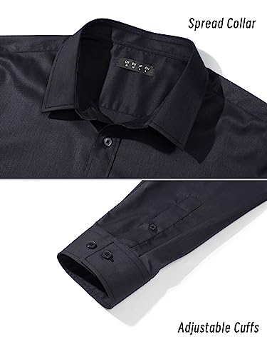 Magcomsen Black Dress Shirts For Men Long Sleeve Dress Shirt Solid Formal T Shirts Mens Casual Regular Fit Basic Spring Business Shirt Black, S #TOP5
