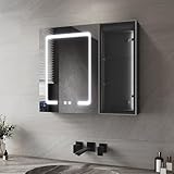 mueble baño exposicion Función de desempañado: basta con pulsar ligeramente el botón de desempañado para que el empañamiento se disipe en el espejo. La función se apaga automáticamente después de una hora de inactividad. Ideal para baños, cocinas, salones, dormitorios, entradas, etc.