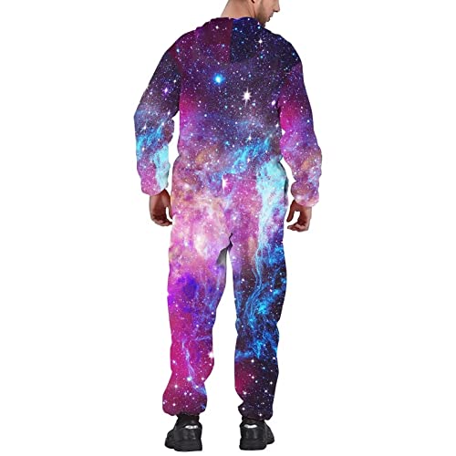 Coloranimal Men's Galaxy Universe Cosmic Planet Star Onesie Jumpsuit Fashion Novelty One Piece Oversized Casual Pajama Tops Sweaters For Adult #TOP2