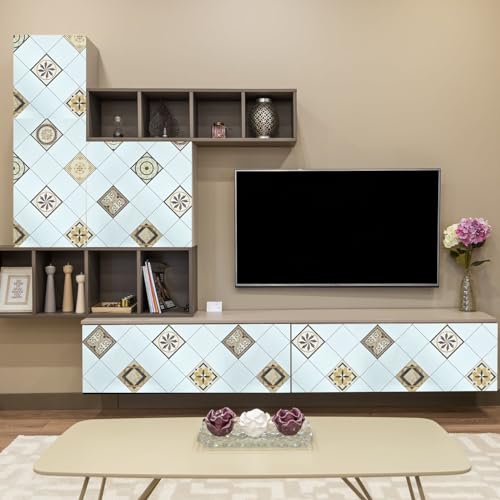 Image of SARVATRAY Self-Adhesive Wallpaper, Oil Proof Heat Resistant Kitchen Stickers, Vinyl Sheet for Wall 2 X 6.5 SQ FT (2 M Triangle Brown WS)