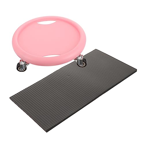 Kisangel Abdominal Fitness Discs with Training Board and Pad for Core Stability Versatile Sliding Equipment for Home Workouts for All Fitness Levels Pink Random Kneepad Color