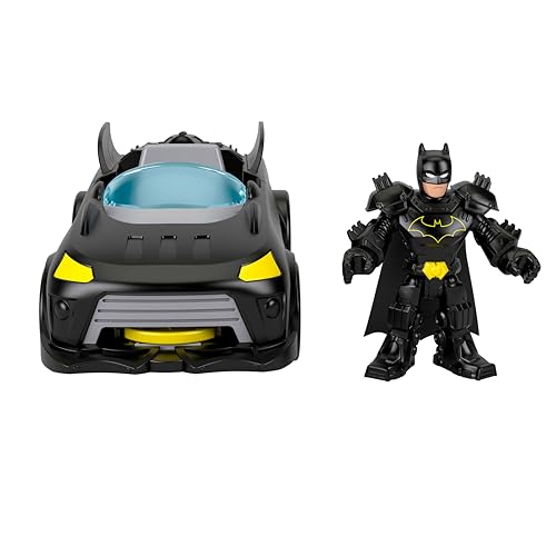 Fisher-Price Imaginext DC Super Friends Metal Force Batmobile Toy Car, 3-inch Batman Action Figure & Accessories Set, Includes Launcher & 2 Discs, JFJ68 - Image 4
