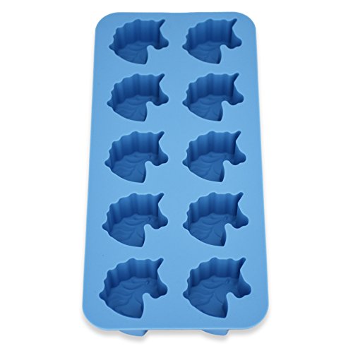 Fewo 10-Cavity Unicorn Head Silicone Tray Mold For Chocolate Hard Candy Ice Cube Jello Mini Soap Bath Bomb Cake Baking Resin Crayon (Large) #TOP3