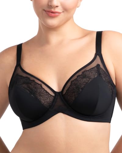 Image of HSIA Minimizer Bras for Women Enchante Lace Underwire Bra for Heavy Breast | Full Coverage, Breathable in Summer, Plus Size, Supportive, Unlined, Lifting, Back Fat Smoothing, Offer Natural Shape, Soft