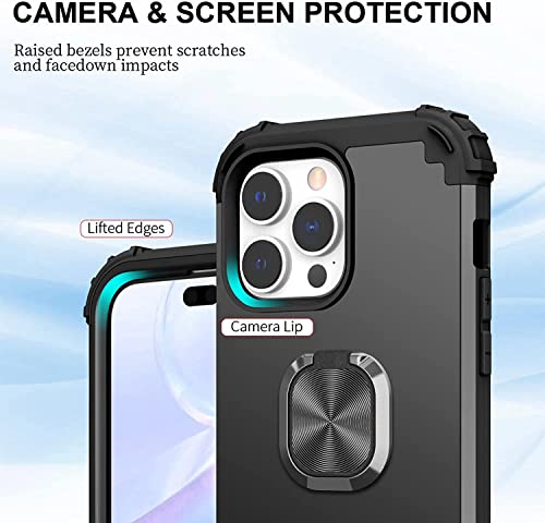Coque iPhone 14 Pro antichoc armure militaire silicone souple or avec anneau rotatif