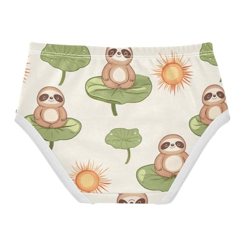 Wusikd Cute Sloth Lotus Girls' Underwear Cotton Leaves Girls Briefs Soft Toddler Underwear 2T2