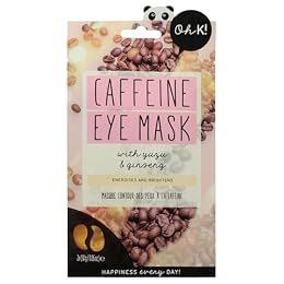 Oh K! Eye Mask - Caffeine - Hydrating Under Eye Patches for Dark Circles - Hydrogel Mask with Yuzu, Ginseng - Undereye Patches for Puffiness - 1 Pair