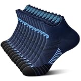 Low Cut Compression Socks for Men and Women (6 Pairs),, No Show Ankle Running Socks with Arch Support for Plantar Fasciitis, Cyling, Athletic, Flight, Travel, Nurses. Navy L/XL