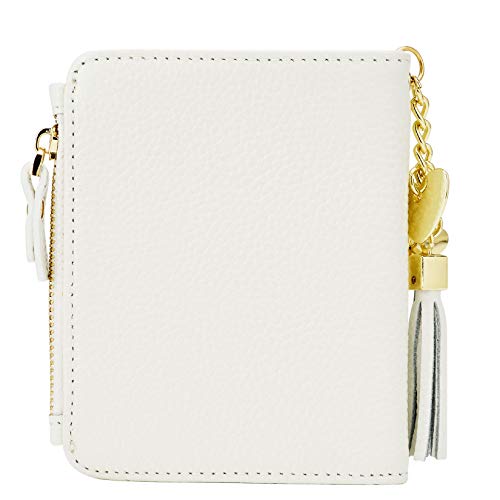 Zooeass Women's Rfid Mini Soft Leather Bifold Wallet With Id Window Card Sleeve Coin Purse (White) #TOP5