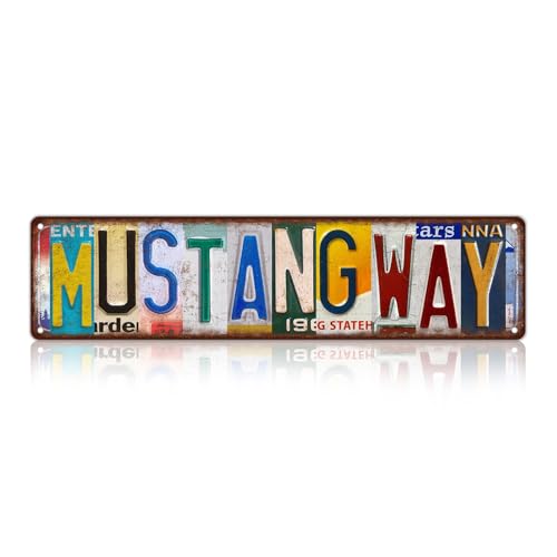 TREEPERI Vintage Mustang Way Street Sign Wall Decor Metal Ti