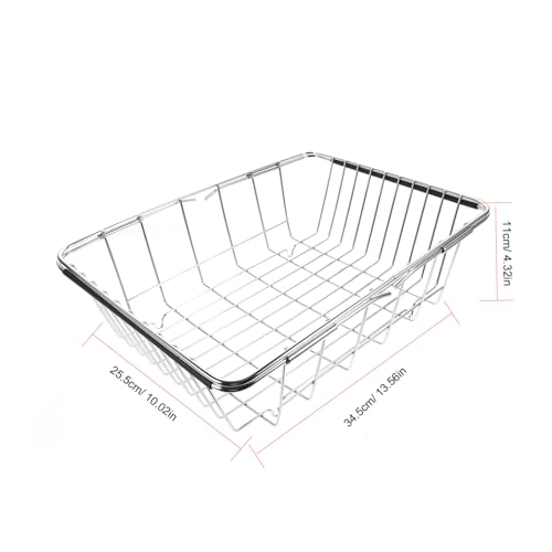 Práctico escurridor de acero inoxidable para fregadero, escurridor extensible con soporte para cubiertos, almacenamiento para fregadero para uso en cocina, 340 x 250 mm, higiénico y resistente al