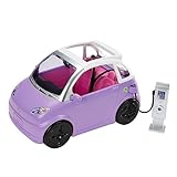 Barbie Car, Kids Toys, “Electric Vehicle” with Charging Station and Plug, Transforms into Convertible, Purple Car with Sunroof, Gifts for Kids​, HJV36