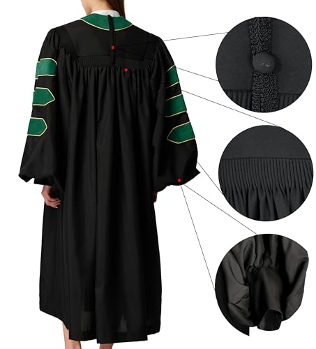Image of MyGradDay Unisex Deluxe Graduation Doctorate Robe with Gold Piping Available for Customization