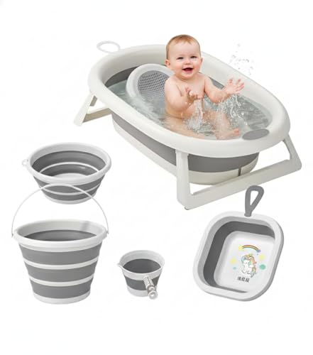 Baby Foldable Bathtub Set 5-in-1 Fashionable Design Includes Accessories