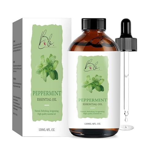 Blusheva Beauty Peppermint Essential Oil Blend (120ml) – Peppermint, Mentha Haplocalyx & Rosehip Oil – Aromatherapy Oil for Diffuser, Massage, Spa, Hair & Skin – Refreshing Scented Oil with Dropper