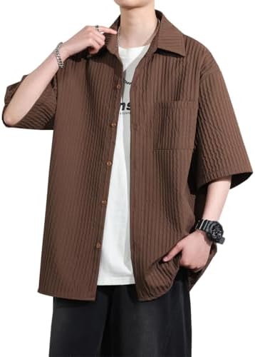 （03:00時点） [Metakey] メンズ シャツ 半袖 夏服 メンズ 五分袖 人気 ワイシャツ 無地 軽い 柔らかい カジュアル 通気性