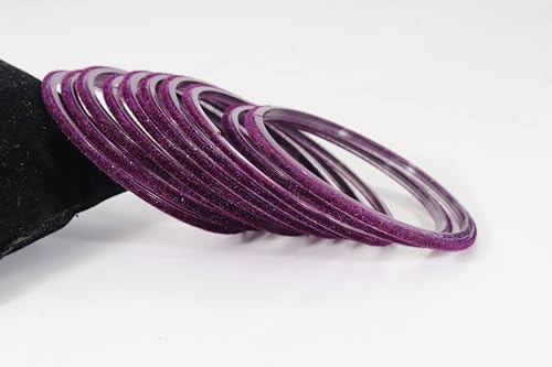 Image of NMII Glass Velvet Bangles Set For Women and Girls | Plain Glass Bangles | Velvet Chudi | Simple Bangles For Women | Stylish Glass Bangles- Set of 24