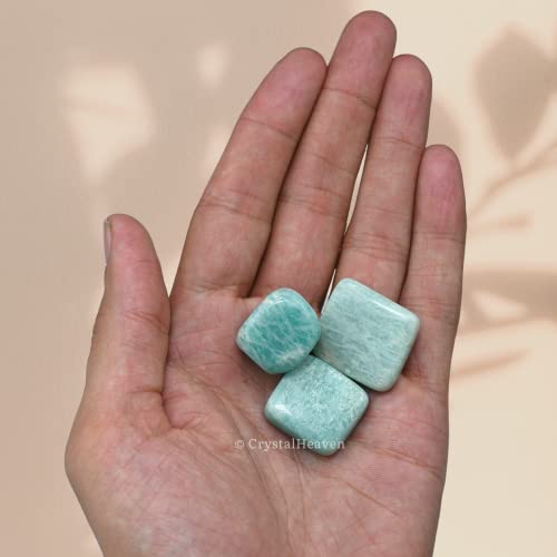 Image of Amazonite Crystal Healing Tumbled Stone, Natural Polished Crystals for DIY Crafts, Manifestation, Meditation, Pooja Feng Shui and Reiki Healing (30 Grams)