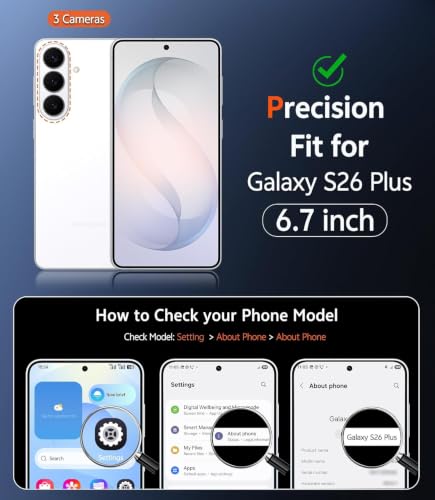 Image of VONZEE Clear Logo Electroplating Transparent Case for Samsung S26 Plus 5G, Magnetic Plating Electroplate TPU Cover, Individual Camera Protection for Each Lens - Deep Purple