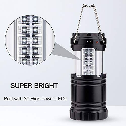 TANSOREN 30 LED Bulbs Camping Lantern Flashlight, Solar USB Rechargeable or 3 AA Power Supply, Built-in Power Bank, Upgraded Magnetic Base - Survival Lights for Emergency, Hurricane, Outage (4) - Thumbnail 2