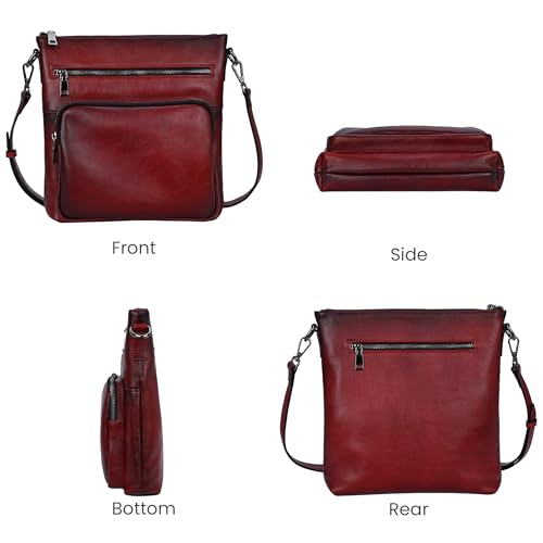 HESHE Leather Crossbody Bag for Women Shoulder Purse Satchel Handbag(Wine) by HESHE - Used condition - Image 5