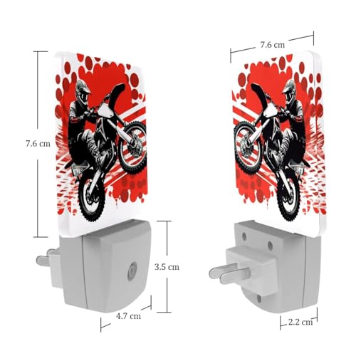 Image of NEWzone Dirt Bike Motocross Night Light for Kids 2 Pack, LED Plug into Wall Lights Dusk-to-Dawn Sensor, Nursery Nightlight for Kids Room, Bathroom, Bedroom Decor