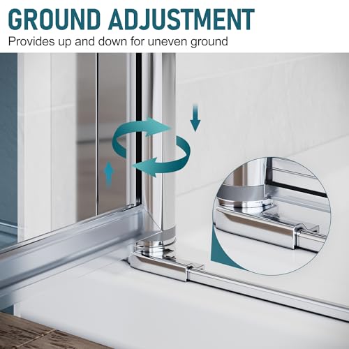 ELEGANT 32" W x 72" H Bi-Fold Glass Shower Door, 1/4" Fold Clear Glass Shower Panel Pivot Swing Semi-Frameless Shower Doors, Chrome Finish