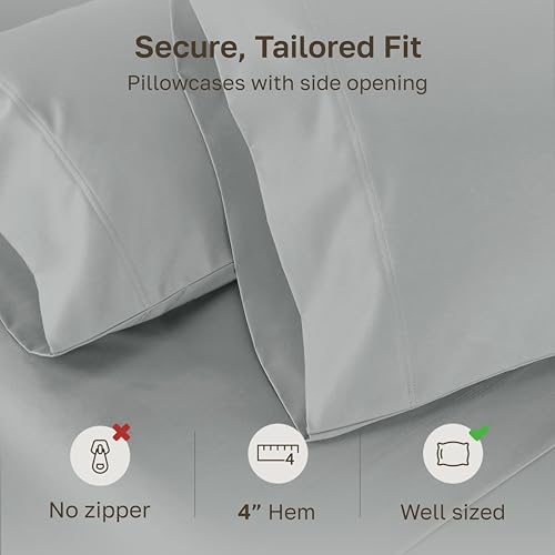 Image of California Design Den 800 Thread Count 2-Pack Queen Pillow Case, Light Grey