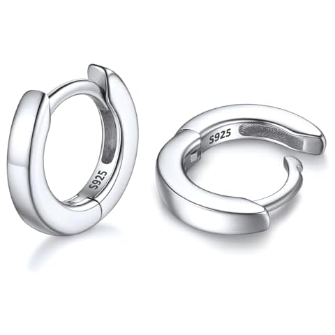 ChicSilver Tiny Hoop Earrings for Women White Gold Plated Sterling Silver Huggie Earrings Hypoallergenic Tiny Cartilage Hoop Earring Mother Gift for Wife - 6MM Cover
