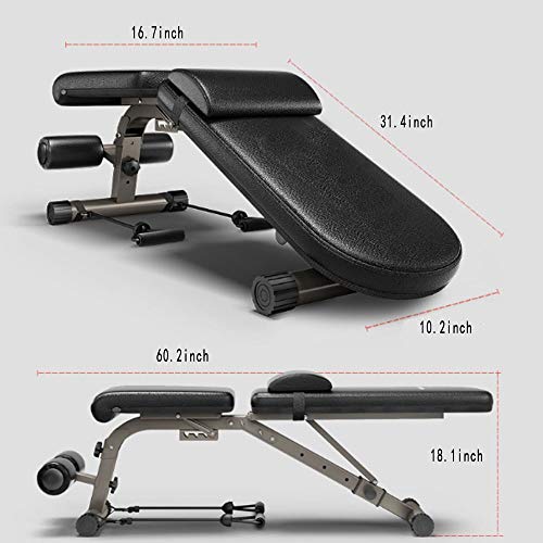 FEILA Adjustable Folding Fitness Barbell Rack and Weight Bench Weight Bench with Upgraded Wider Backrest Seat InclineDecline Exercise Workout Bench for Home Gym, Strength Training Full Body Workout