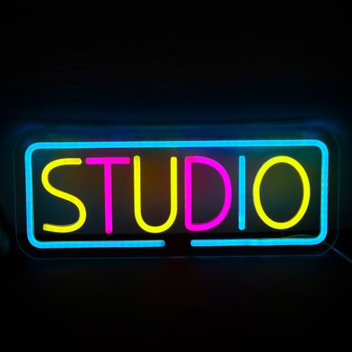 qbanziou Studio Neon Signs for Wall Decor，Led Neon Lightfor Live Room, Game Room, Broadcasting Room, Music Studio