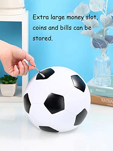 Piggy Bank For Boys, Large Soccer Coin Bank, Unbreakable Plastic Money Bank Toy, Birthday For Kids Football Sports Themed Room Home Decoration (White) #TOP1