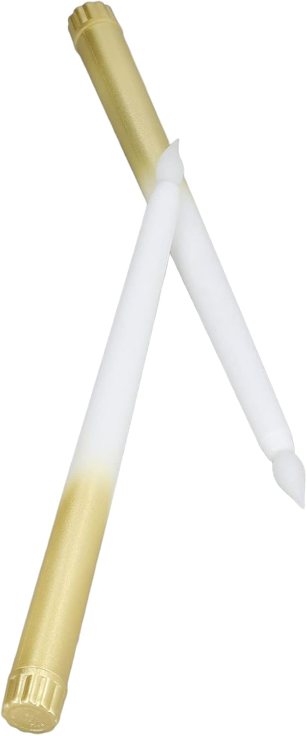 Flameless Taper Candles, 2 Pcs Battery Operated Realistic LED Taper Candles with Flickering Warm Yellow Flame Dripless Electric Decorative Led Candles for Home, Christmas, Wedding(half spray gold)
