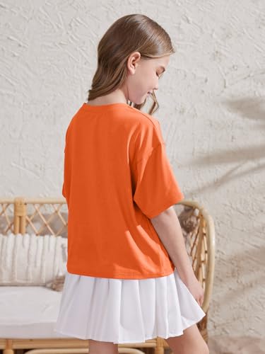 Image of ZDC Girls Athletic Oversized Crop Tops Kids Drop Shoulder Short Sleeve T Shirts Workout Tees