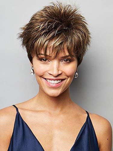 Noriko Brady Wig Color Plumberry Jam Ombre Wigs 3.5" Short Shag Feathered Style Synthetic Lace Front Invisible Hairline Bundle MaxWigs Hairloss Booklet