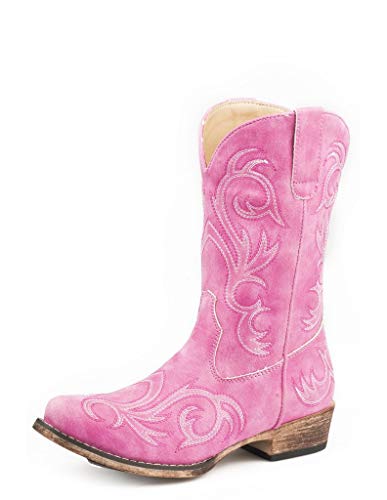 ROPER 9In Girls Kids Pink Faux Leather Riley Cowboy Boots 10