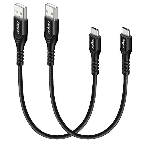 Fasgear USB C Short Cables, 2 Pack 1ft/30cm USB Type-C 2.0 Cable 3A Fast Charging & Data Transfer Cord Compatible for Moto G6 7 Galaxy S20 Note 10 Sony Xperia L1 XA2 Huawei P20 Lite (Black)