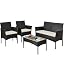 Black Rattan+ Beige Cushion