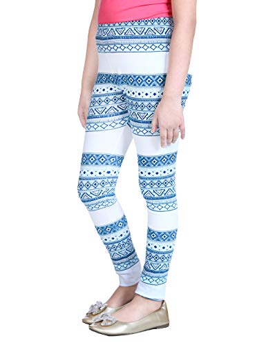Image of Naughty Ninos Girls White & Blue Printed Ankle-Length Legging for 2 to 12 Years