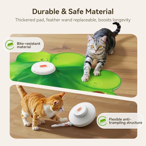 FEELNEEDY Rechargeable Cat Toys, 2 in 1 Hide and Seek Game Interactive Cat Toy, Movable LED Red Dot, Moving Concealed Feathers, Durable Exercise Toys for Indoor Cats, Bored Adult Cats Wand Toy by FEELNEEDY - Image 7