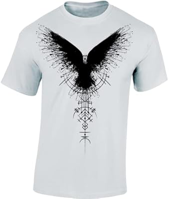 Camiseta Vikinga para Hombre, Diseño de Cuervo Sombrío, Ropa Vikinga, Blanco, L | Ya disponible en tu tienda friki favorita! En mundofriki.es! Camiseta Vikinga para Hombre, Diseño de Cuervo Sombrío, Ropa Vikinga, Blanco, L | Ya disponible en tu tienda friki favorita! En mundofriki.es!