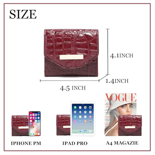 Crocodile Small Wallets Short Vintage Leather Credit Card Holder Luxury Clutch Mini Coin Purse for Women4