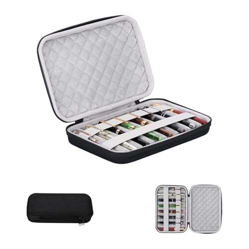 MIVLXLX 8 Slots pen case/boxes，Nylon cloth Pencil Tray Case Organizer, Fashion Design,Handmade Display Zippered Pouch for Rollerball Pen-Retro