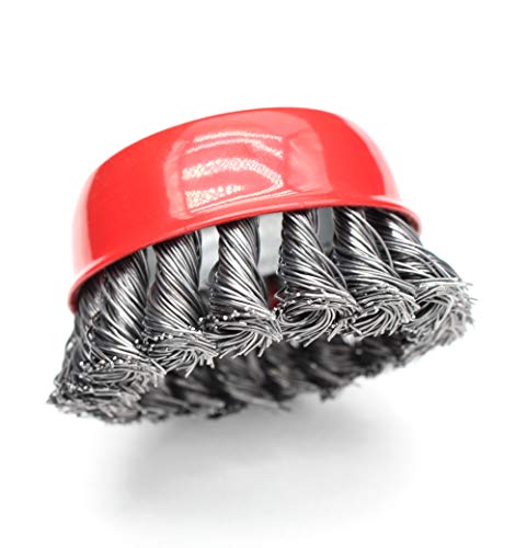 Image of 3 inch Heavy-Duty Knotted Twisted Bowl Brush, Cup Power Brush, Flat Head Set Angle Grinder Rust Paint Wire Brush, Center Hole Diameter 0.6 inch, 3 Pcs