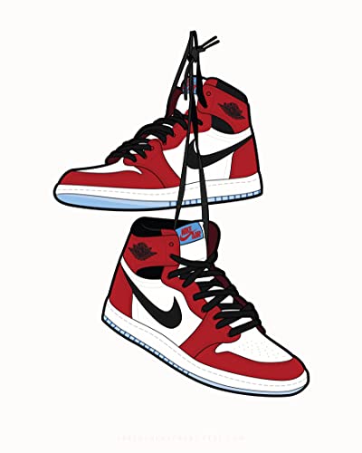 Sylvana Workshop - Air Jordan Red Poster Prints , Unframed(8"X10" Set Of 3 Wall Decor), Jordan Sneaker Posters For Guys, Michael Jordan Shoe Poster, Cool Sneaker Wall Art For Bedroom, Dope Hypebeast Poster Sneakerhead Room Decor, Cool Wall Art #TOP7
